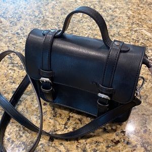 Brandy Melville John Galt Black Buckle Handbag O/S Womens Faux Leather Satchel
